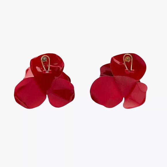 ZARA RED RAISED FLOWER EARRINGS NWT - Picture 3 of 4